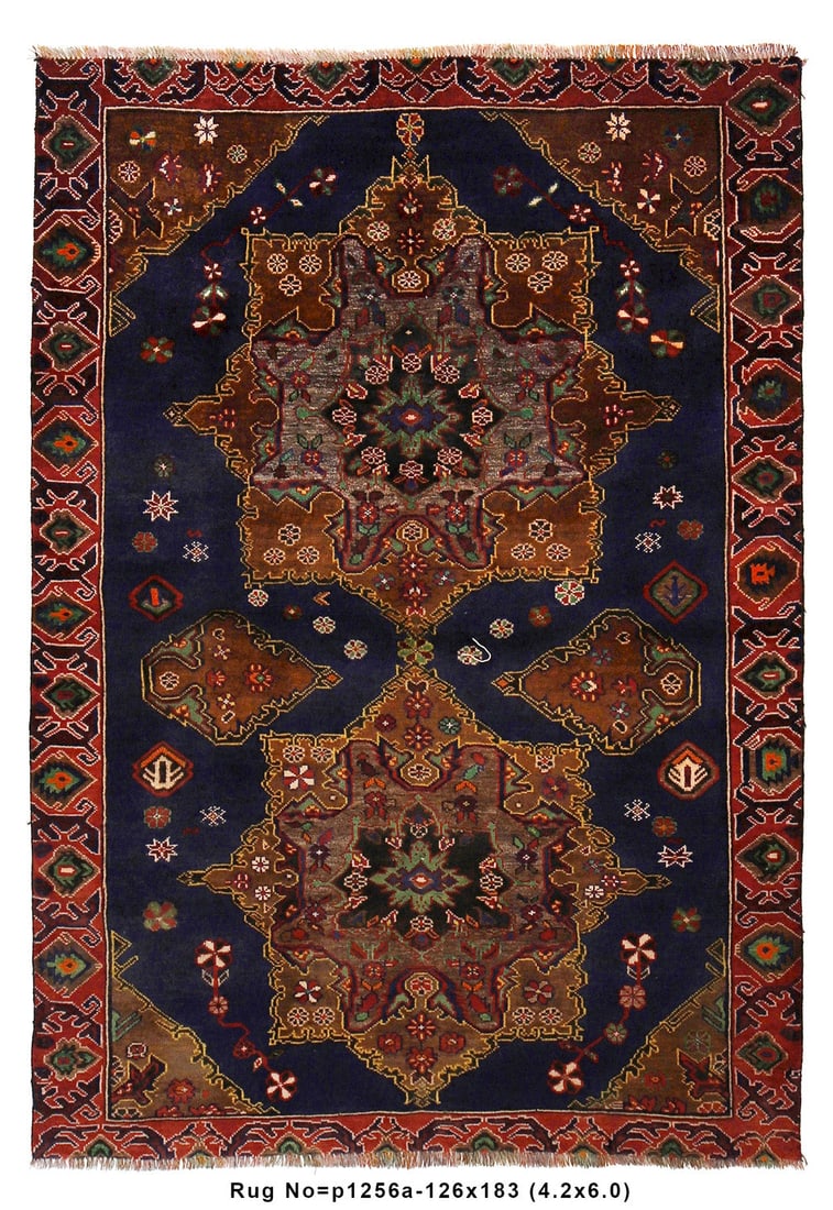 Handmade 4.2 x 6 Afghan Rug Intricate Design (1 of 8)