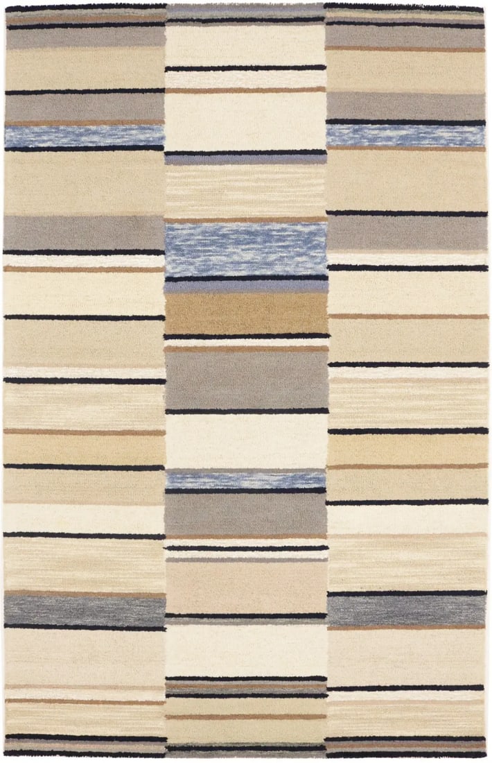 5x8 Hand-Tufted Wool Area Rug Modern Multicolored Stripes (1 of 17)