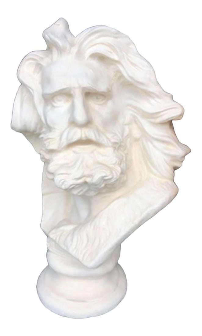 Vintage Ivory Plaster Bust of Bearded Man 24" Tall (1 of 6)