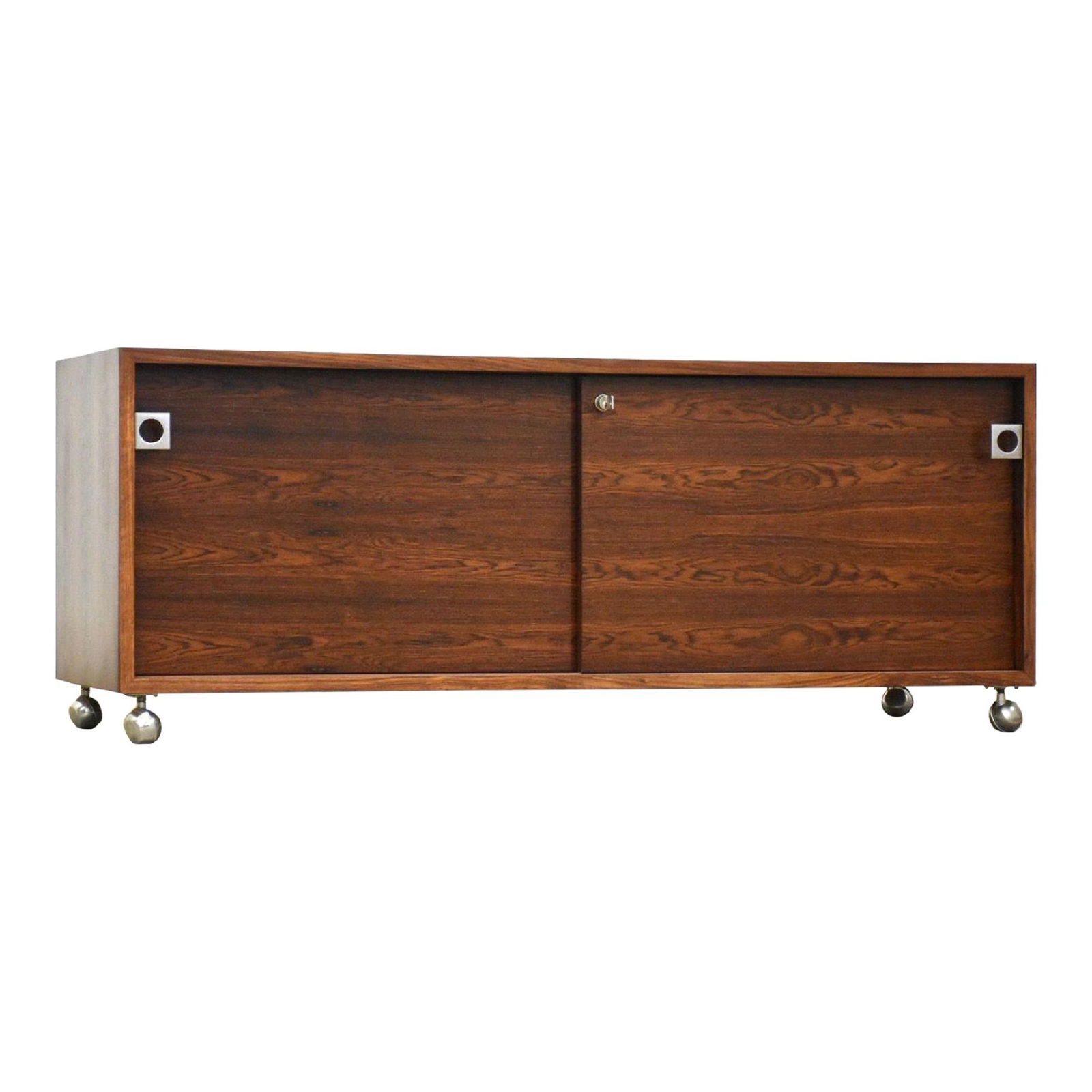 Mid Century Modern Rosewood Credenza by Bodil Kjaer: Mid Century Modern Rosewood Credenza by Bodil Kjaer Experience the elegance of mid-century modern design with this stunning rosewood credenza cabinet or TV console, expertly crafted by Bodil Kjaer for