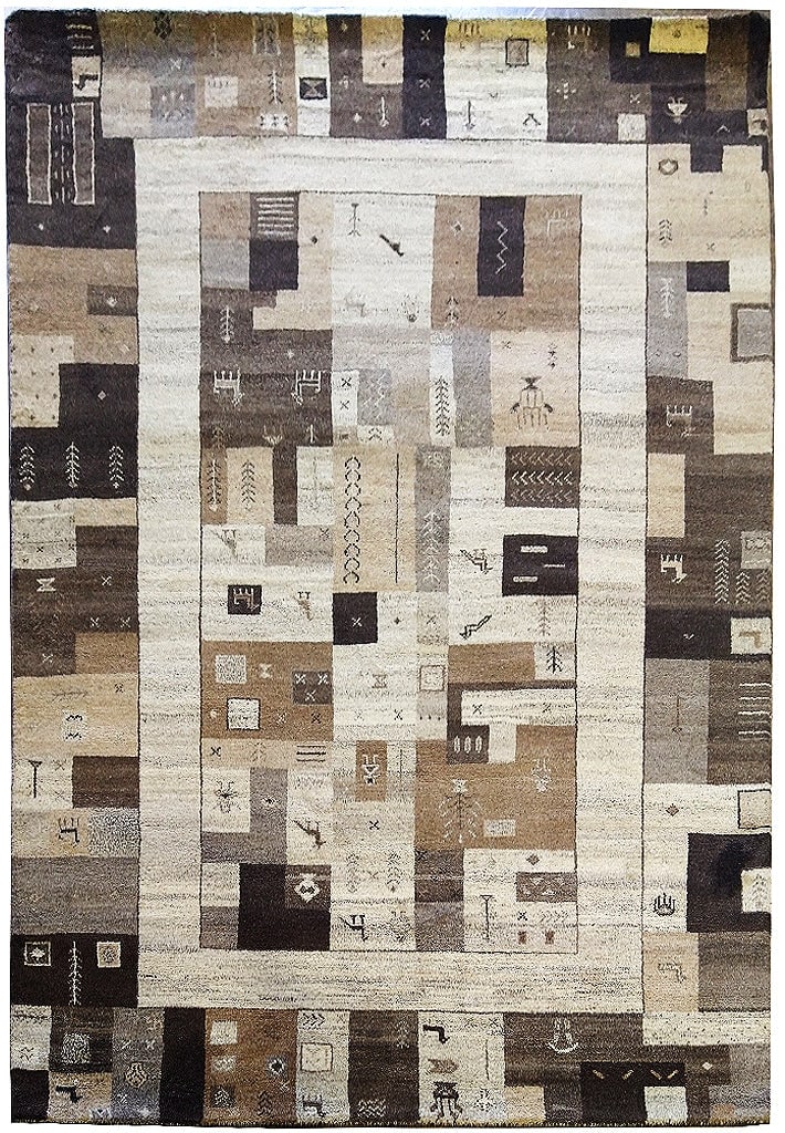 7 x 10 Gabbeh Rug Thick Wool Pile Beige Brown (1 of 11)