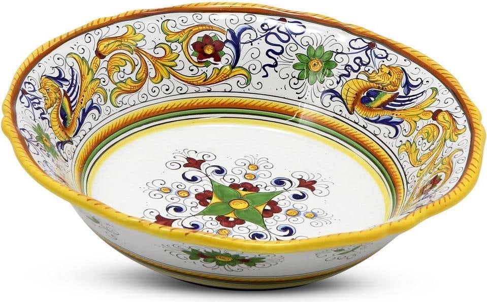 Raffaellesco Deluxe Hand-Painted Ceramic Pasta Salad Bowl Multi-Color 12.5": Raffaellesco Deluxe Hand-Painted Ceramic Pasta Salad Bowl Multi-Color 12.5" This stunning hand-painted Italian ceramic bowl, inspired by the Deruta Tuscan ceramics style, is a beautiful addition to an