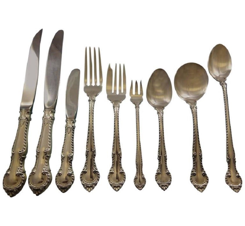 Gorham English Gadroon Sterling Silver Flatware Set 114 Pcs for 12 with Storage Chest (1 of 12)
