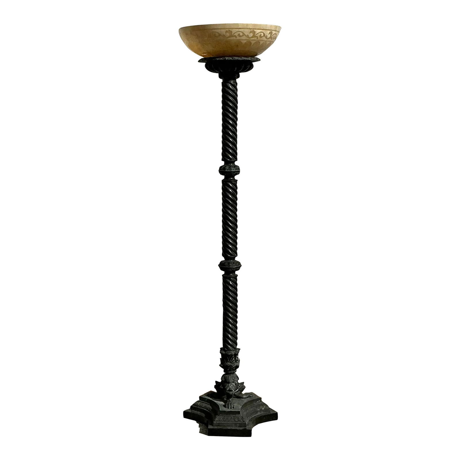 Vintage Boho Barley Twist Floor Lamp Patinated Rustic Elegance: Vintage Boho Barley Twist Floor Lamp Patinated Rustic Elegance Illuminate your space with this stunning vintage boho barley twist floor lamp, featuring a beautifully patinated finish that adds charact