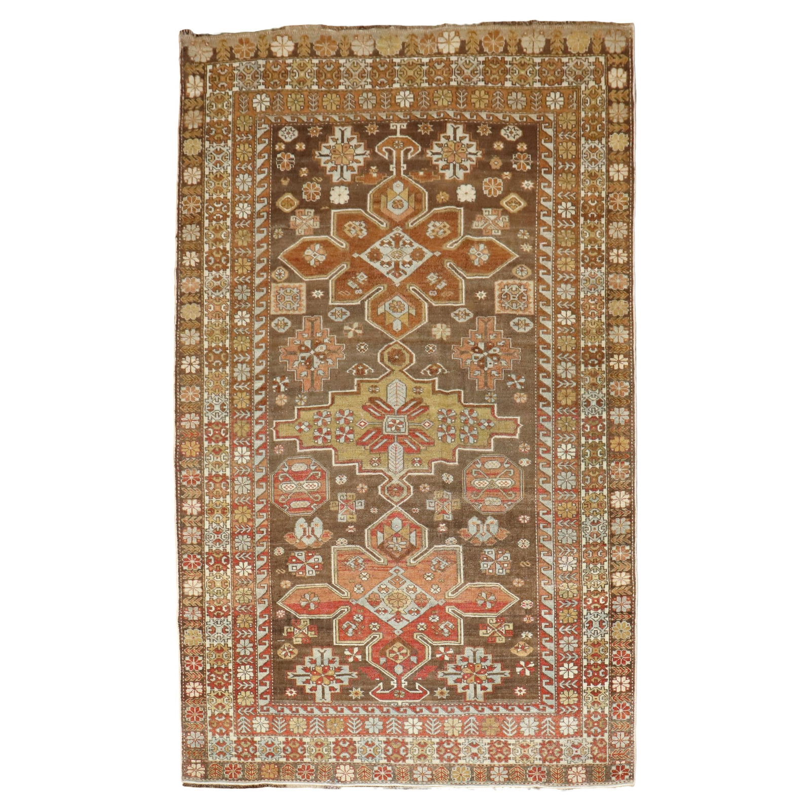 Zabihi Collection Kazak Style Brown Caucasian Accent Rug 47 x 73 (1 of 9)