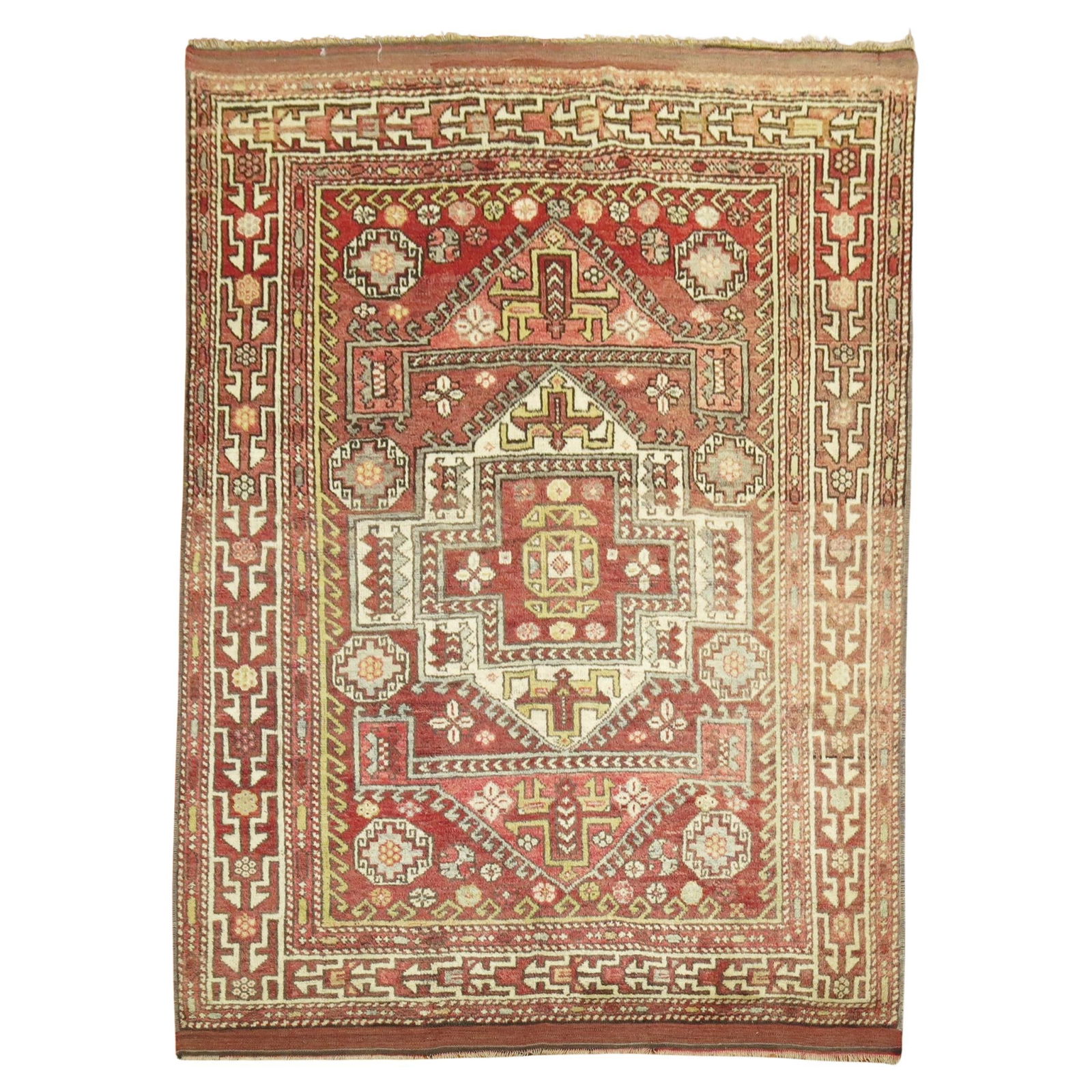 Vintage Turkish Anatolian Square Rug 6 x 7.3 Feet Hand-Knotted Wool (1 of 8)