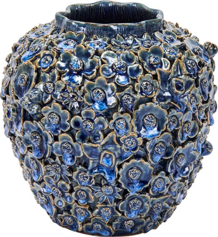 Handmade Blue Ceramic Floral Vase 8x7 for Home Decor (1 of 2)