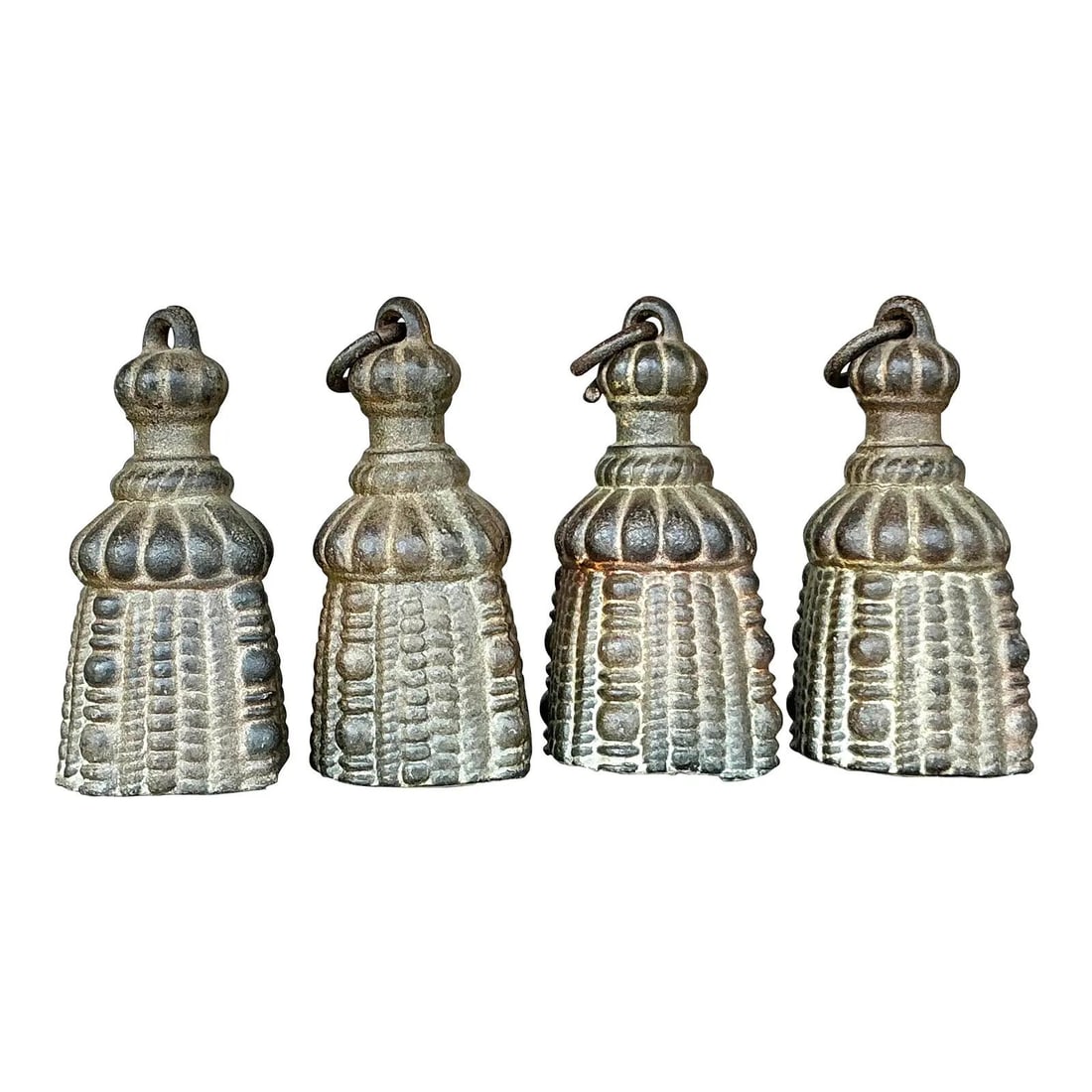 Vintage Wrought Iron Tassels Set of 4 Boho Decor: Vintage Wrought Iron Tassels Set of 4 Boho Decor Enhance your home decor with this charming set of four vintage wrought iron swag tassels. Each tassel showcases a classic design with attractive basket