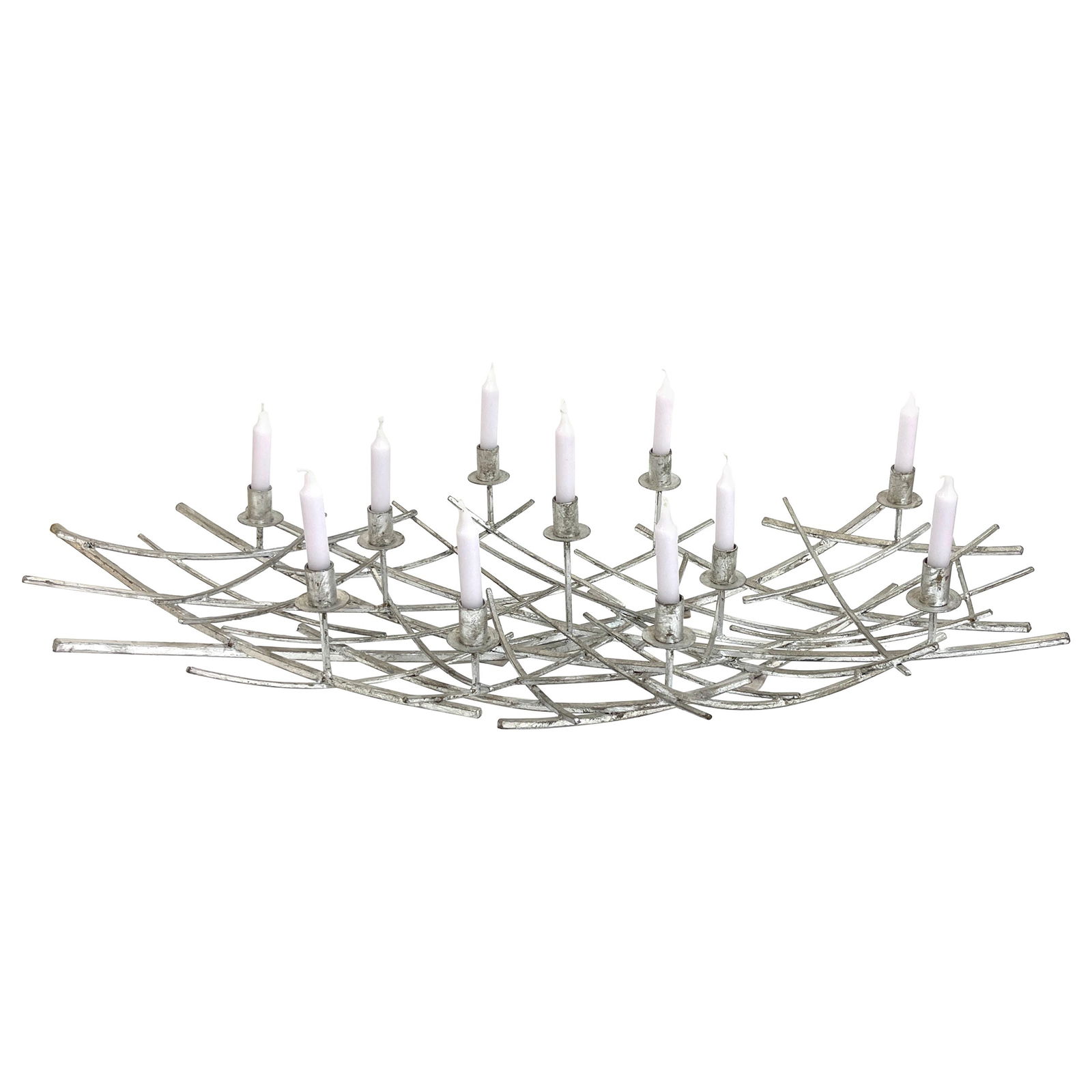 1980s French Modern 12-Light Silvered Metal Kinetic Candelabra (1 of 18)