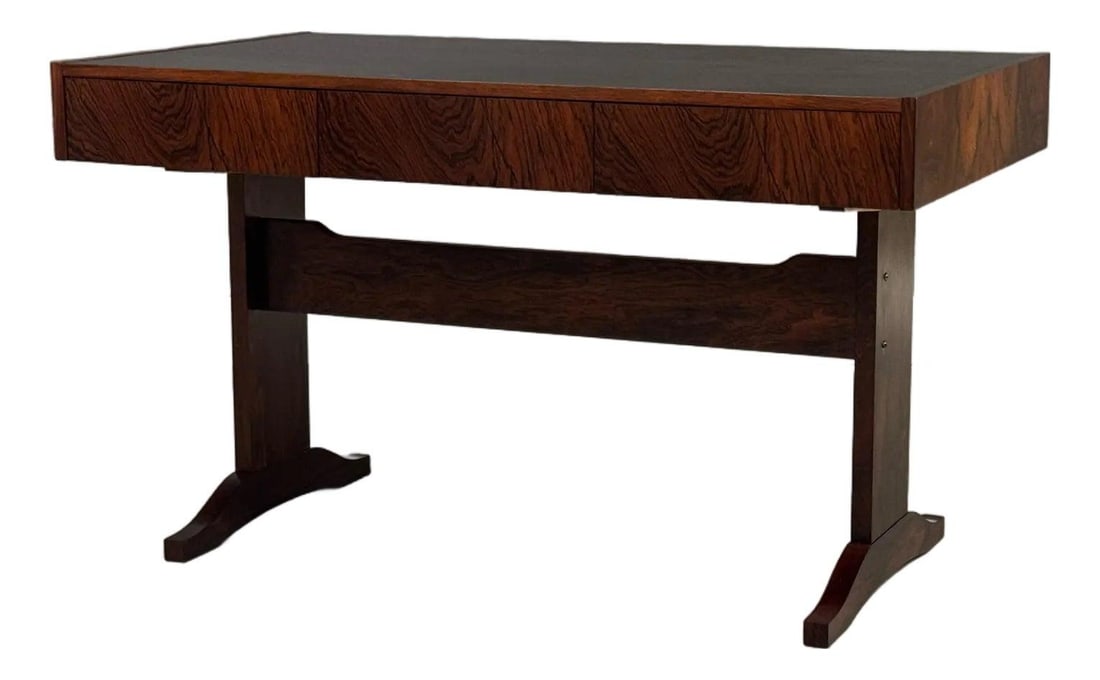 Danish Style Mid Century Modern Rosewood Desk with 3 Drawers (1 of 9)