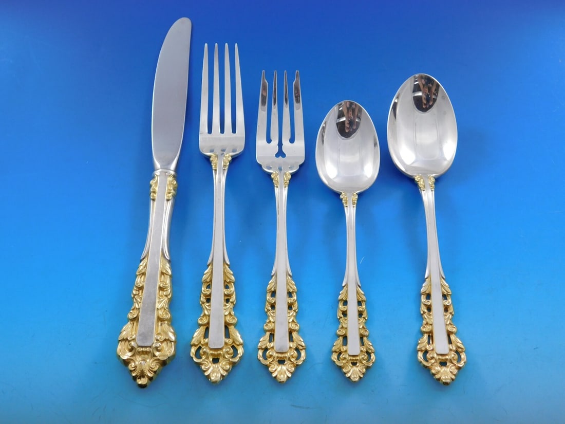 Gorham Golden Medici Sterling Silver Flatware Set 66 Pieces (1 of 9)