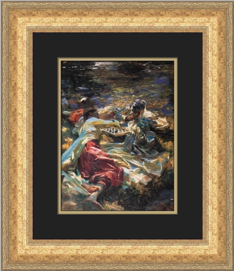 John Singer Sargent The Chess Game Custom Framed Print 19x17 Art (1 of 2)