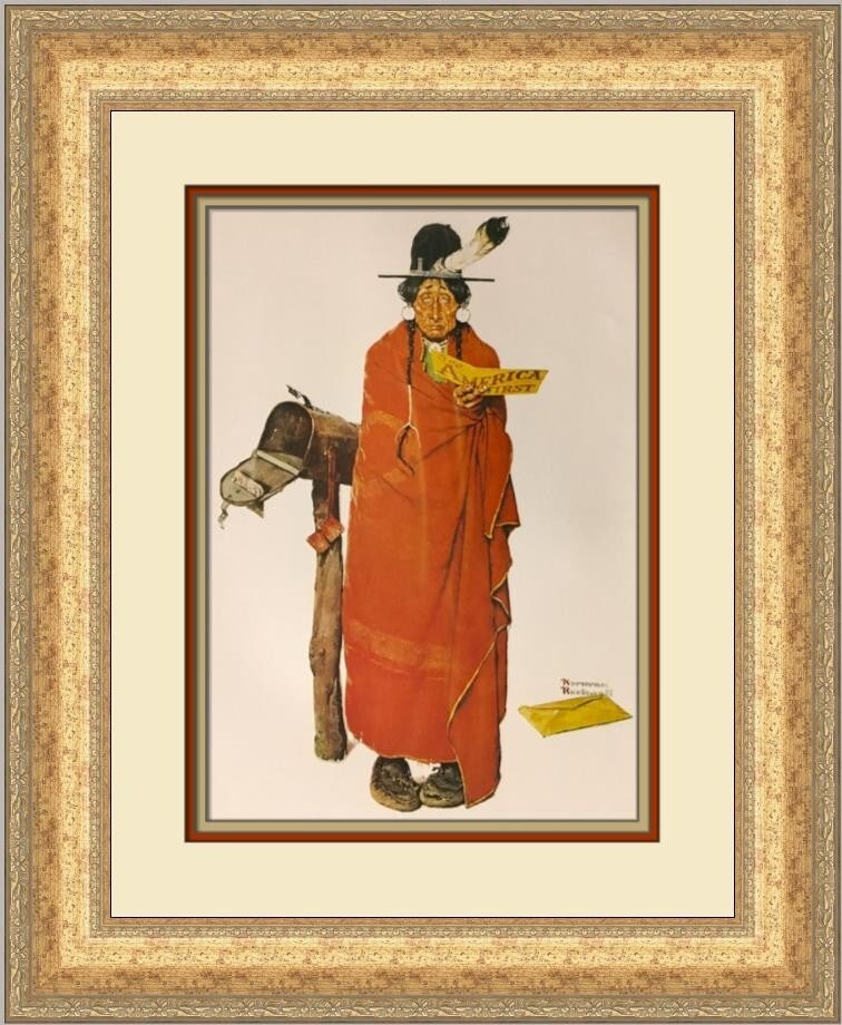 Norman Rockwell See America First Custom Framed Lithograph Print 20x18 (1 of 2)