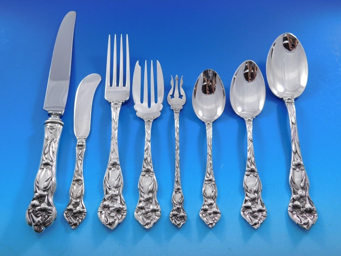 Lily by Watson Sterling Silver Flatware Set 73 Pieces for 8 Art Nouveau Floral (1 of 11)