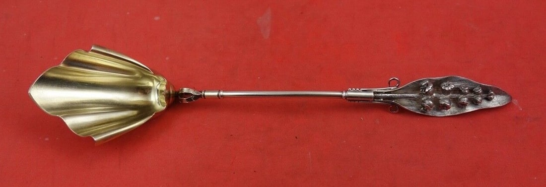 Wood & Hughes Lily of the Valley Sterling Silver Cheese Scoop Gold Washed 7 3/4" (1 of 2)