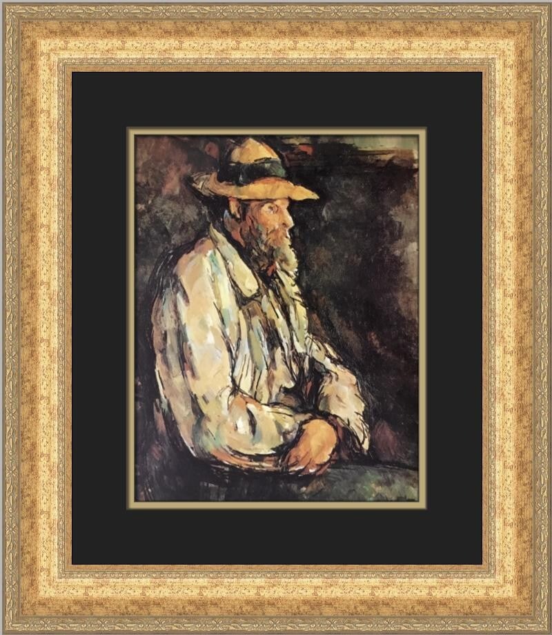 Paul Cezanne Portrait of Vallier in Straw Hat Custom Framed Art Print (1 of 2)