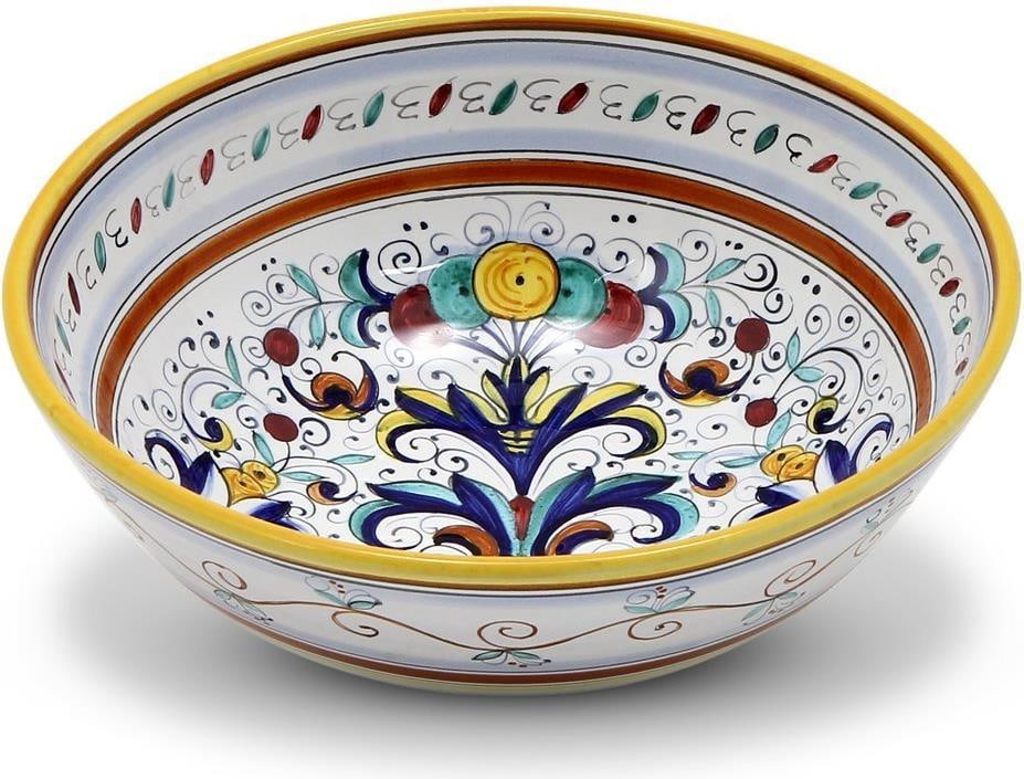 Ricco Deruta Deluxe Hand-Painted Ceramic Salad Bowl 10 x 10 Multi-Color: Ricco Deruta Deluxe Hand-Painted Ceramic Salad Bowl 10 x 10 Multi-Color This exquisite hand-painted ceramic bowl showcases the vibrant Deruta style, perfect for adding a touch of Italian artistry to y