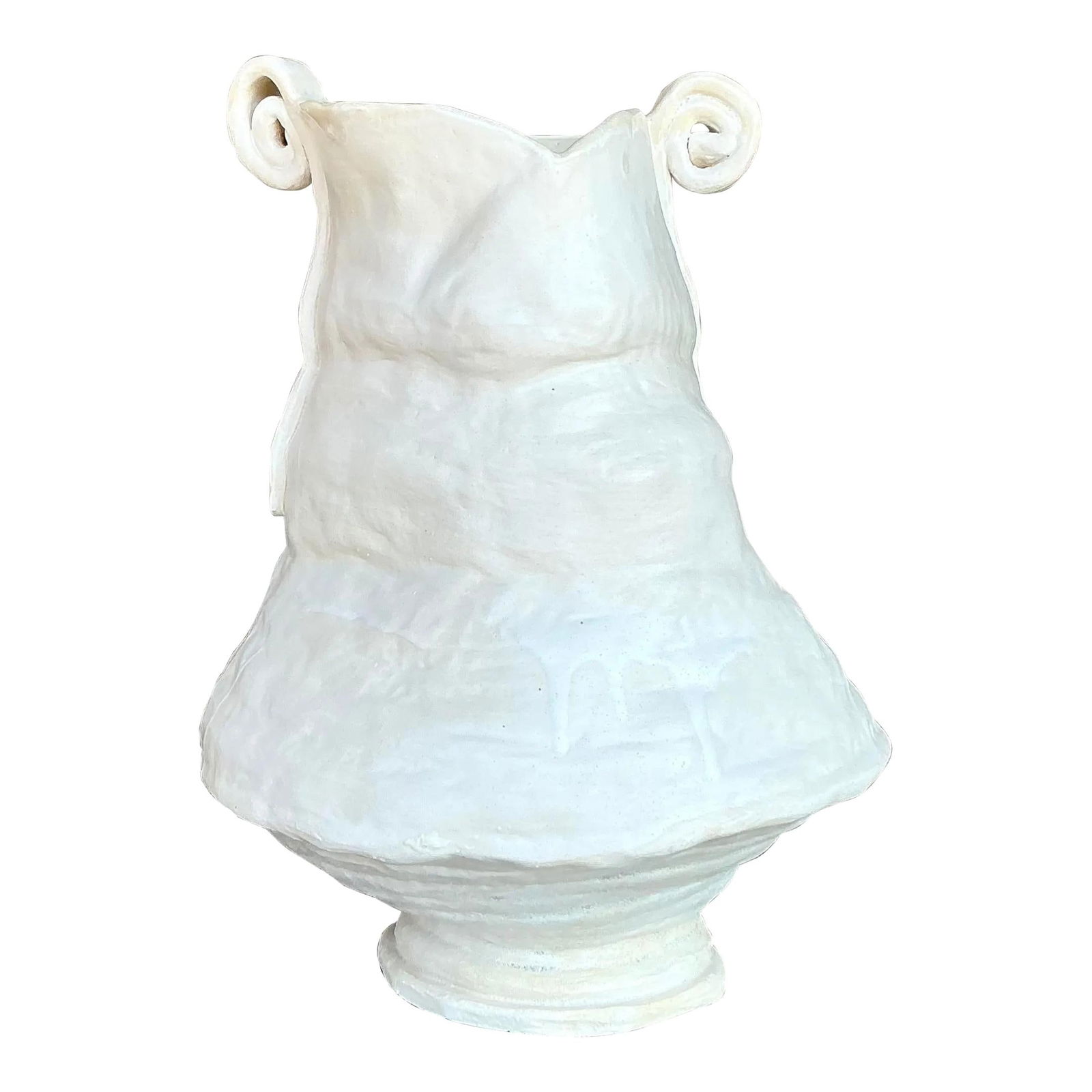 Vintage Boho Studio Pottery Scroll Vase 8 Round x 13 Tall (1 of 10)