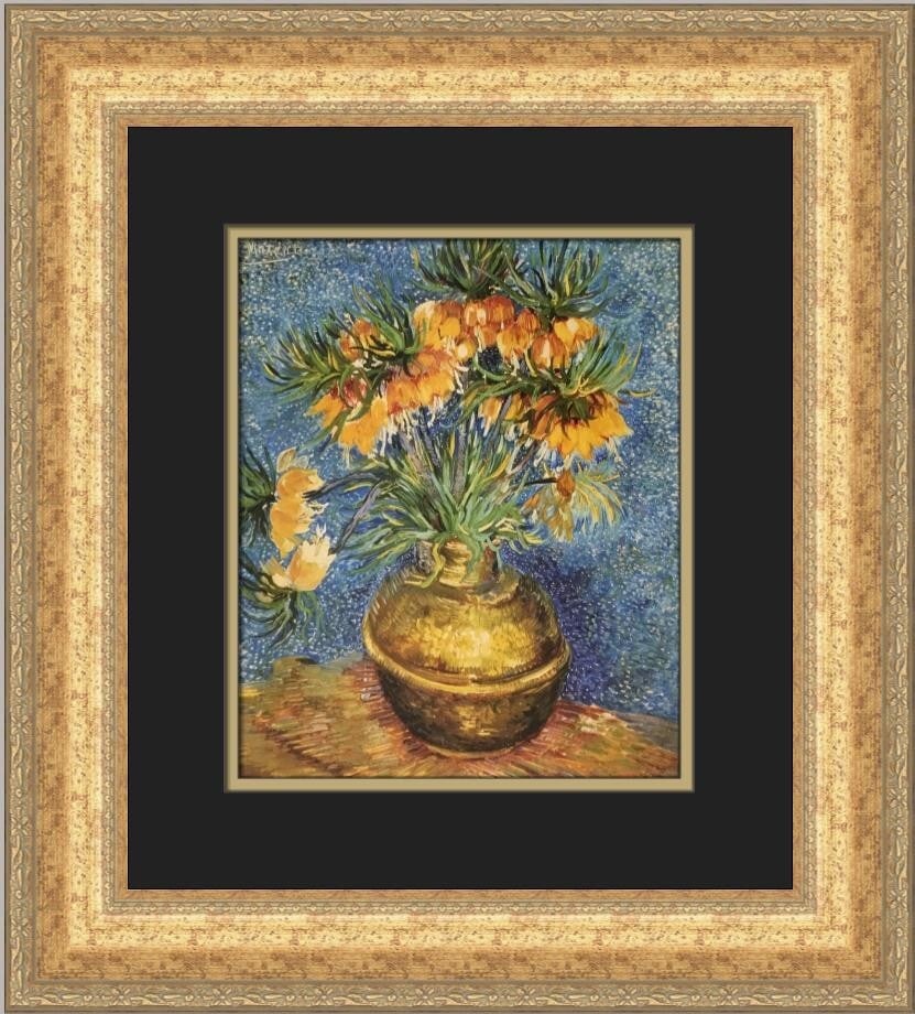 Vincent Van Gogh Fritillaries in a Cooper Vase Custom Framed Print 16x15 (1 of 2)