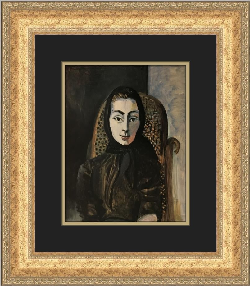Pablo Picasso Jaqueline in Black Scarf Custom Framed Print 18x17 (1 of 2)