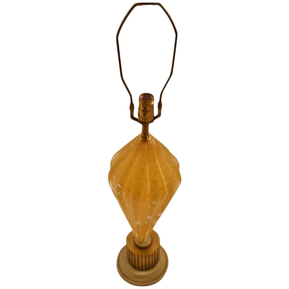 Barovier Tall Murano Lamp Art Glass Yellow Controlled Bubble Design (1 of 8)