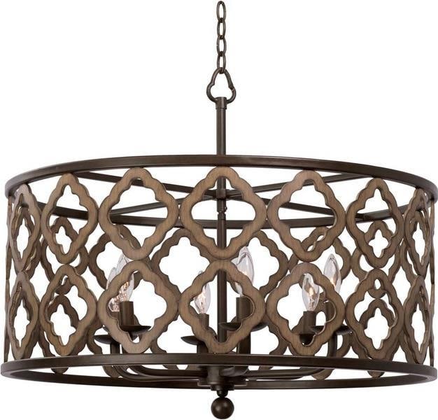 Kalco Whittaker 6-Light Pendant Brownstone Country Farmhouse Style (1 of 1)