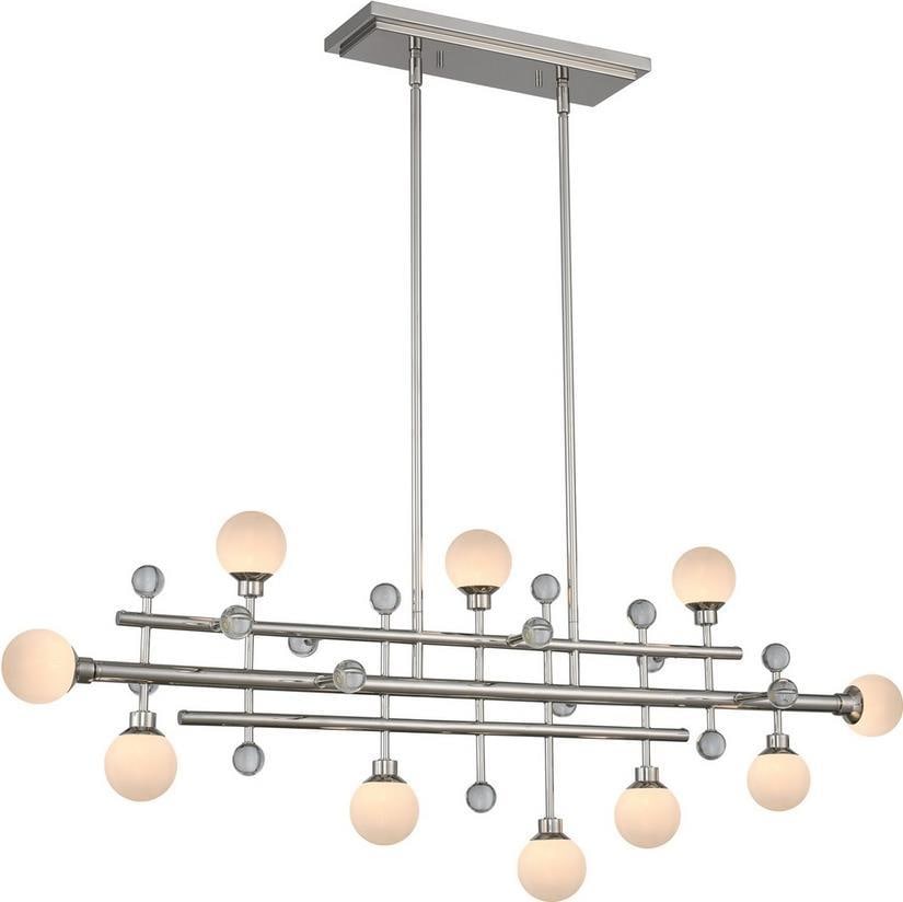Kalco Mercer 10-Light Mid-Century Modern Chandelier Polished Nickel (1 of 1)
