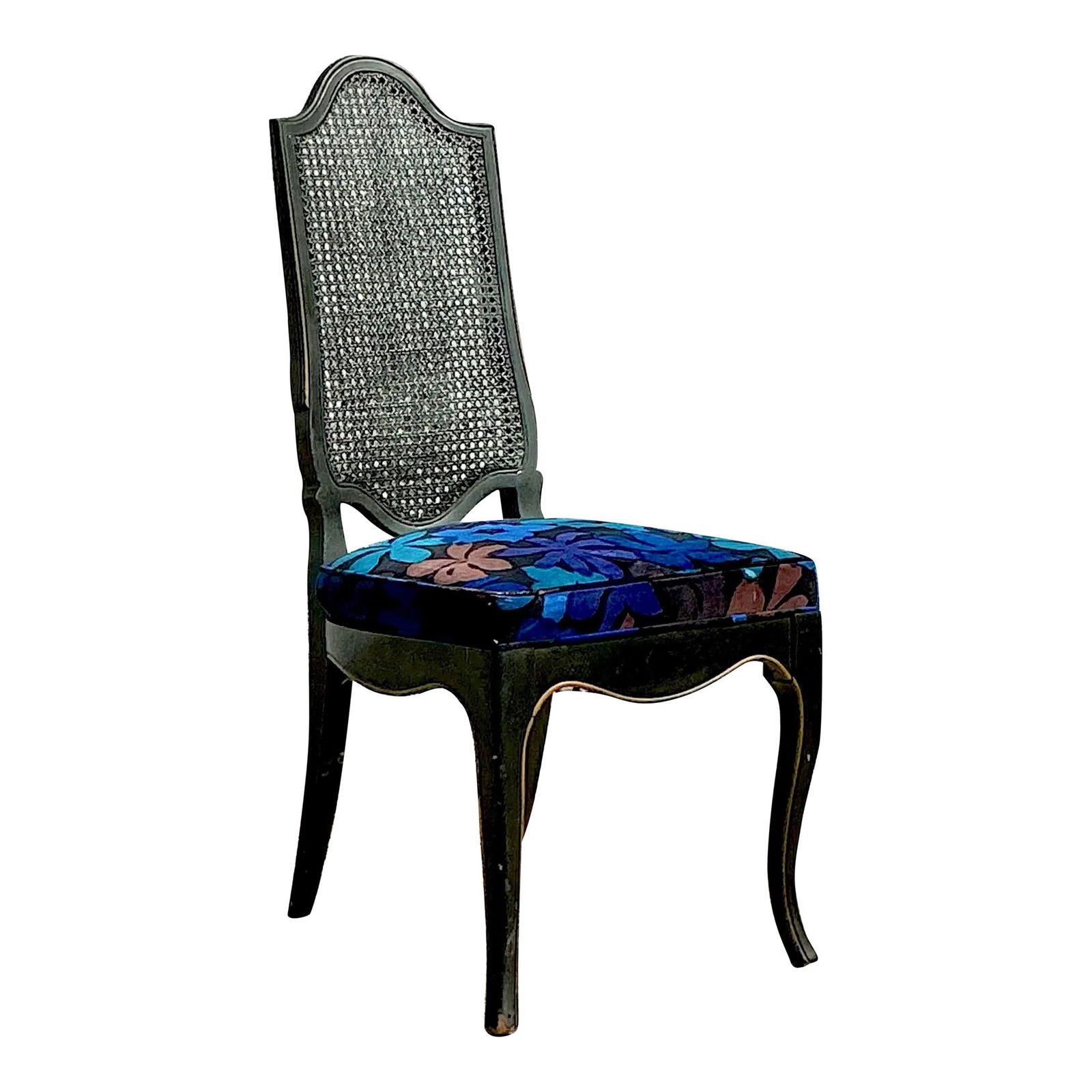 Vintage Regency Jack Lenor Larsen Cane Accent Chair Ebony (1 of 6)