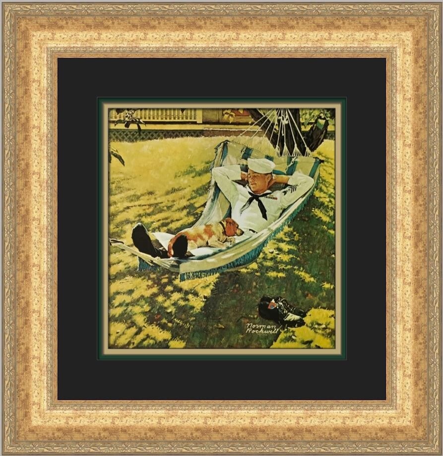 Norman Rockwell On Leave Custom Framed Photorealism Print 1979 (1 of 2)