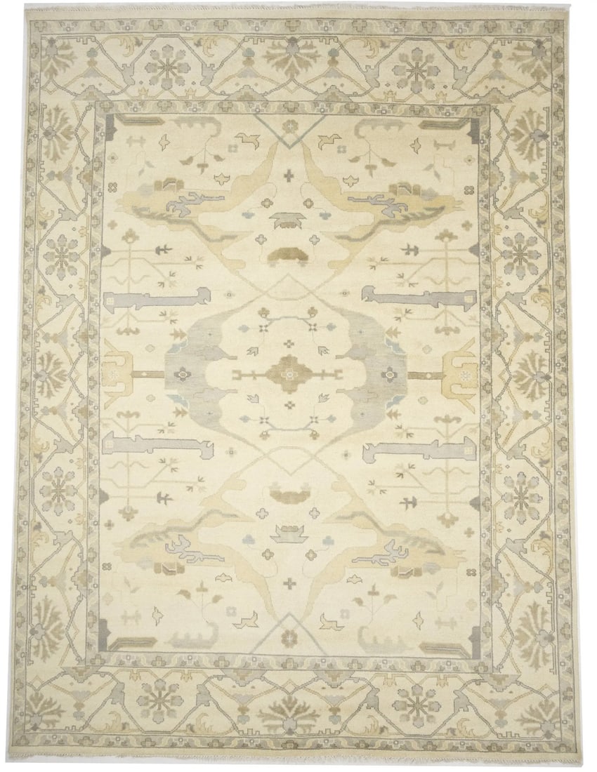 Handmade Extra Large Oushak Floral Area Rug 10'2 x 13'9 Wool (1 of 12)