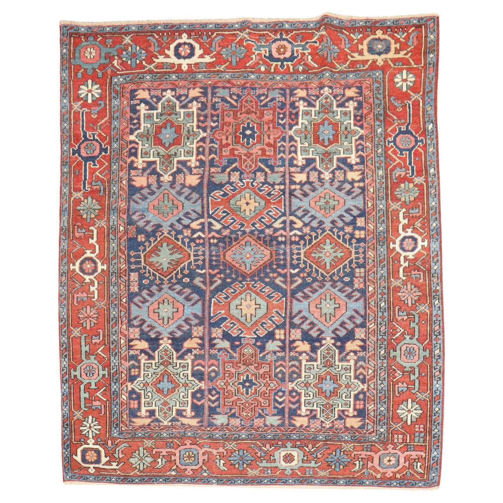 Antique Persian Heriz Square Rug Wool Hand-Knotted 1920s (1 of 8)