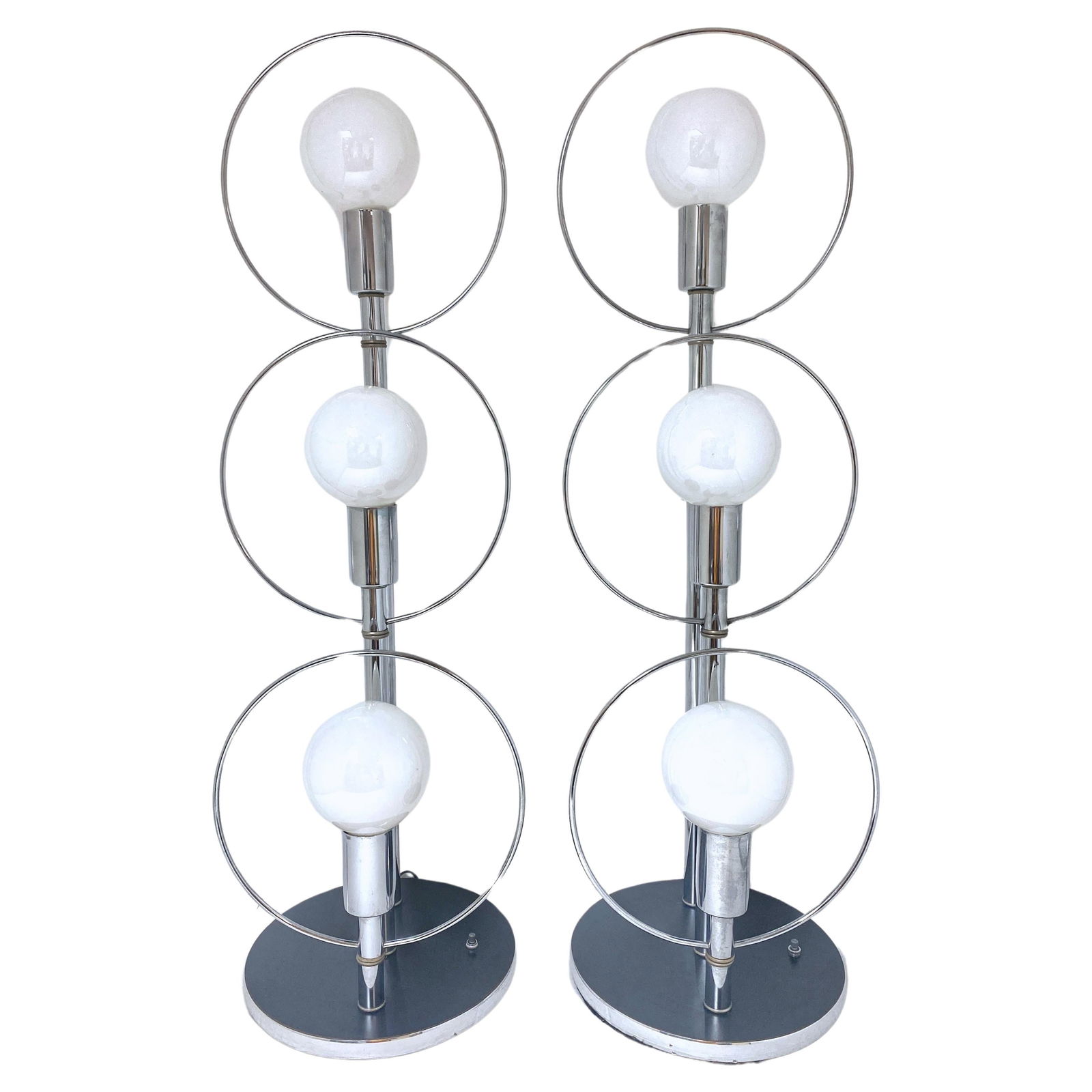 Set of 2 1970s Polished Chrome Mod Ring Lamps by Robert Sonneman (1 of 14)