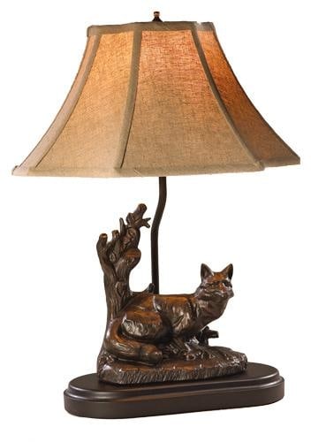 Lodge Style Hand-Cast Resin Fox Table Lamp 19 Inches (1 of 1)