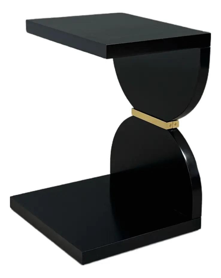 J. Banks Blake Modern Black Lacquer End Table 2022: J. Banks Blake Modern Black Lacquer End Table 2022 This modern black lacquer Blake occasional end table is expertly crafted from solid maple and features polished brass accents. Signed by J. Banks, EJ