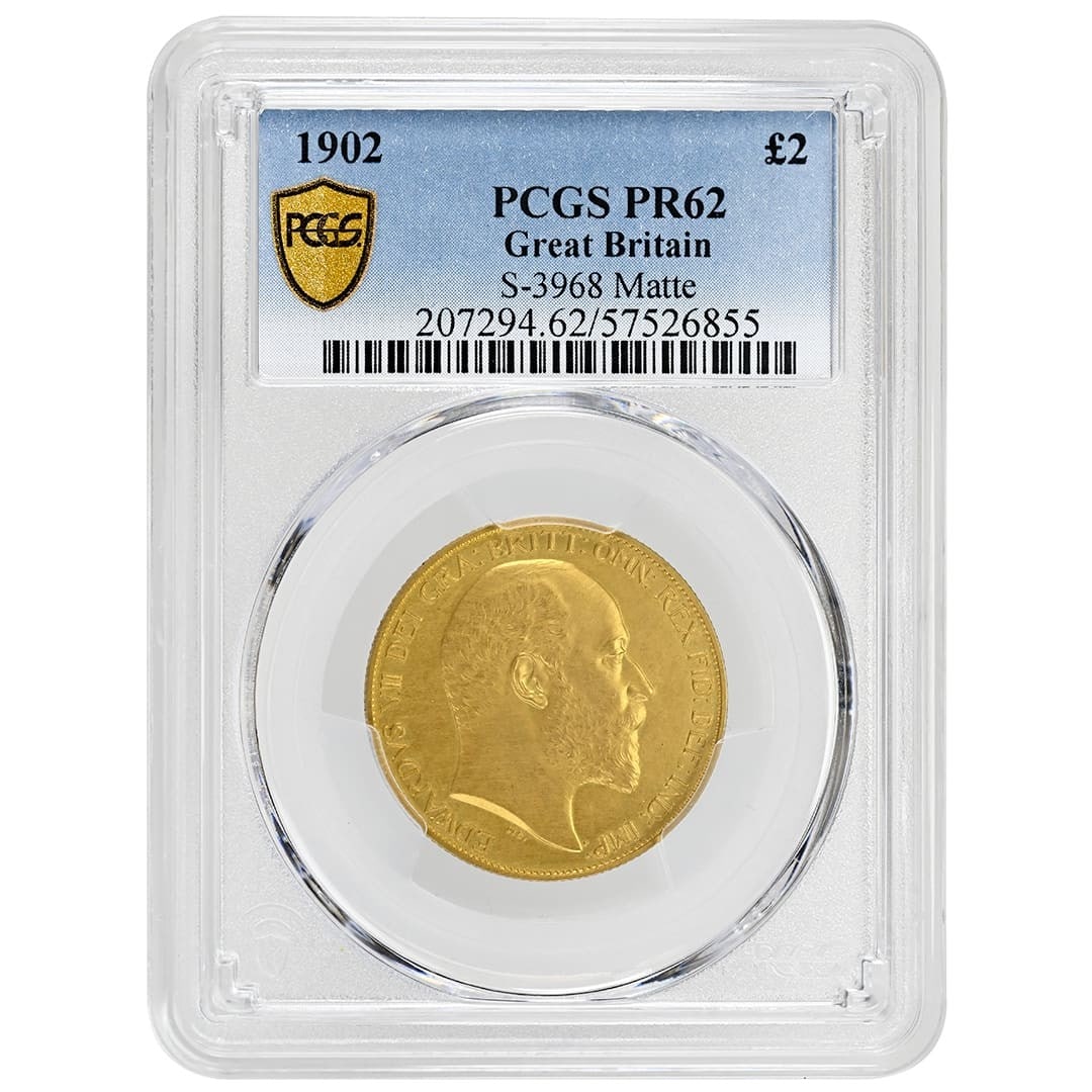 1902 Edward VII 2 Sovereign Gold Coin PCGS PR62 Matte Rare (1 of 4)