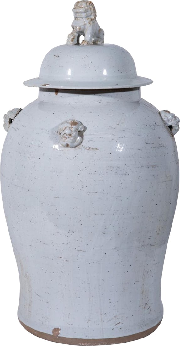 Handcrafted Chinese Style White Ceramic Temple Jar 24 Inches: Handcrafted Chinese Style White Ceramic Temple Jar 24 Inches Discover the elegance of this handcrafted vintage style white temple jar, meticulously designed to enhance any decor. Made from high-qualit