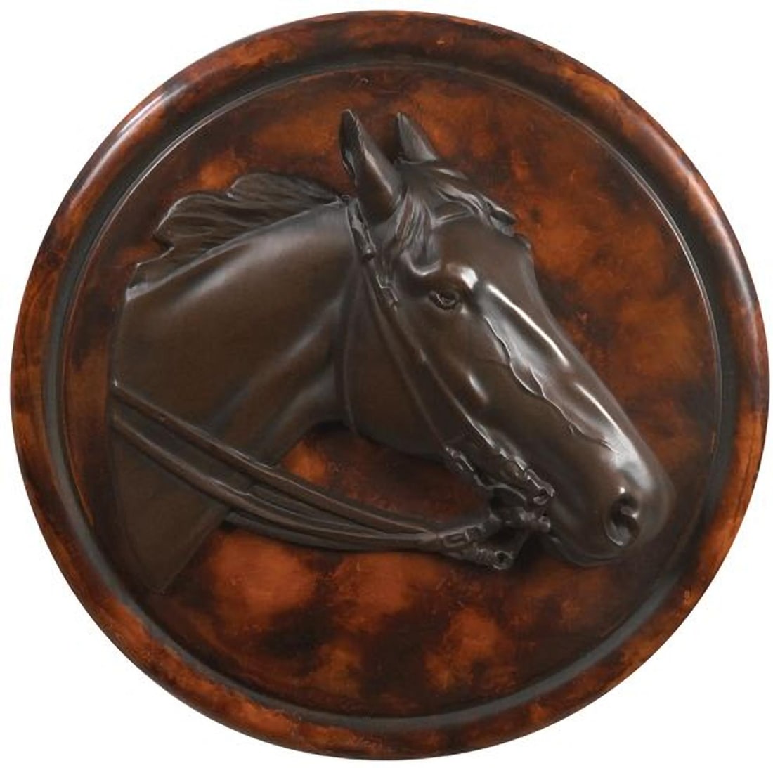 Hand-Cast Resin Equestrian Horse Profile Plaque 7.50x7.50 Lodge Style (1 of 1)