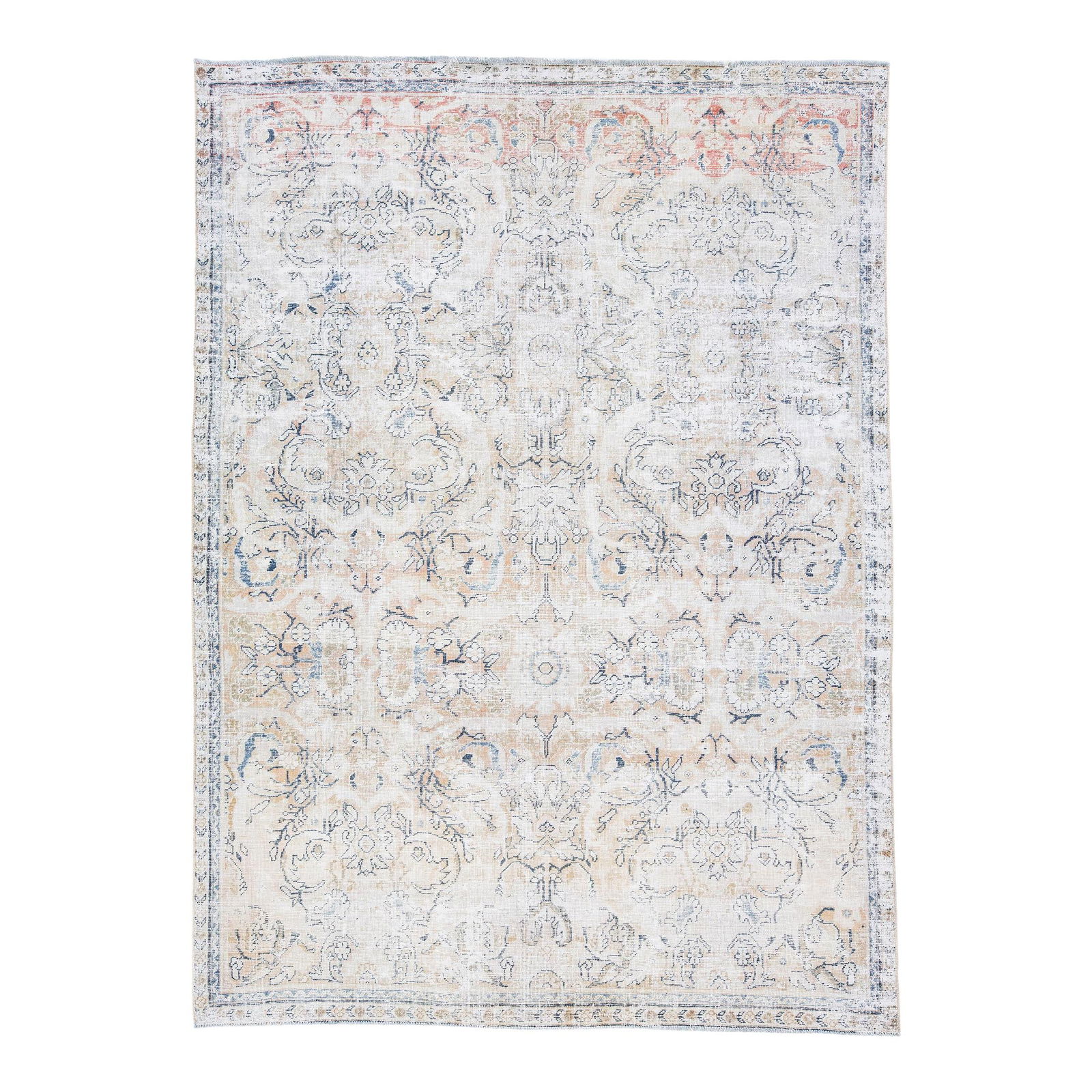 Vintage Persian Mahal Handmade Floral Wool Rug 8'3 x 11'6 Beige (1 of 10)