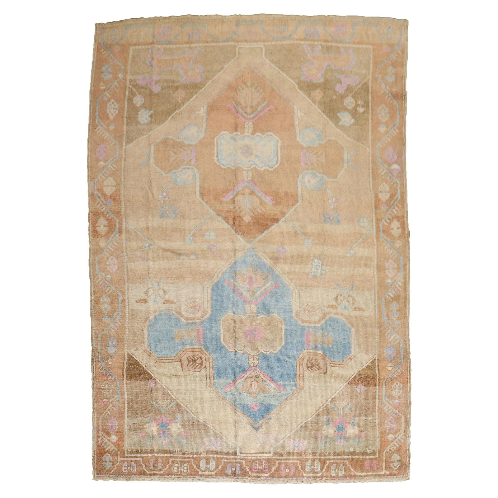 Zabihi Vintage Geometric Turkish Hand-Knotted Wool Rug 7' x 9'7" (1 of 9)