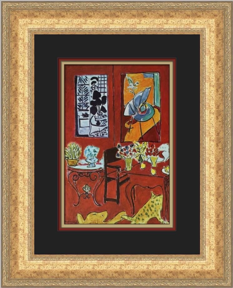Henri Matisse A Large Red Interior Custom Framed Print 1974: Henri Matisse A Large Red Interior Custom Framed Print 1974 This stunning custom framed print titled "A Large Red Interior" is a beautiful reproduction of a work by the renowned artist Henri Matisse.