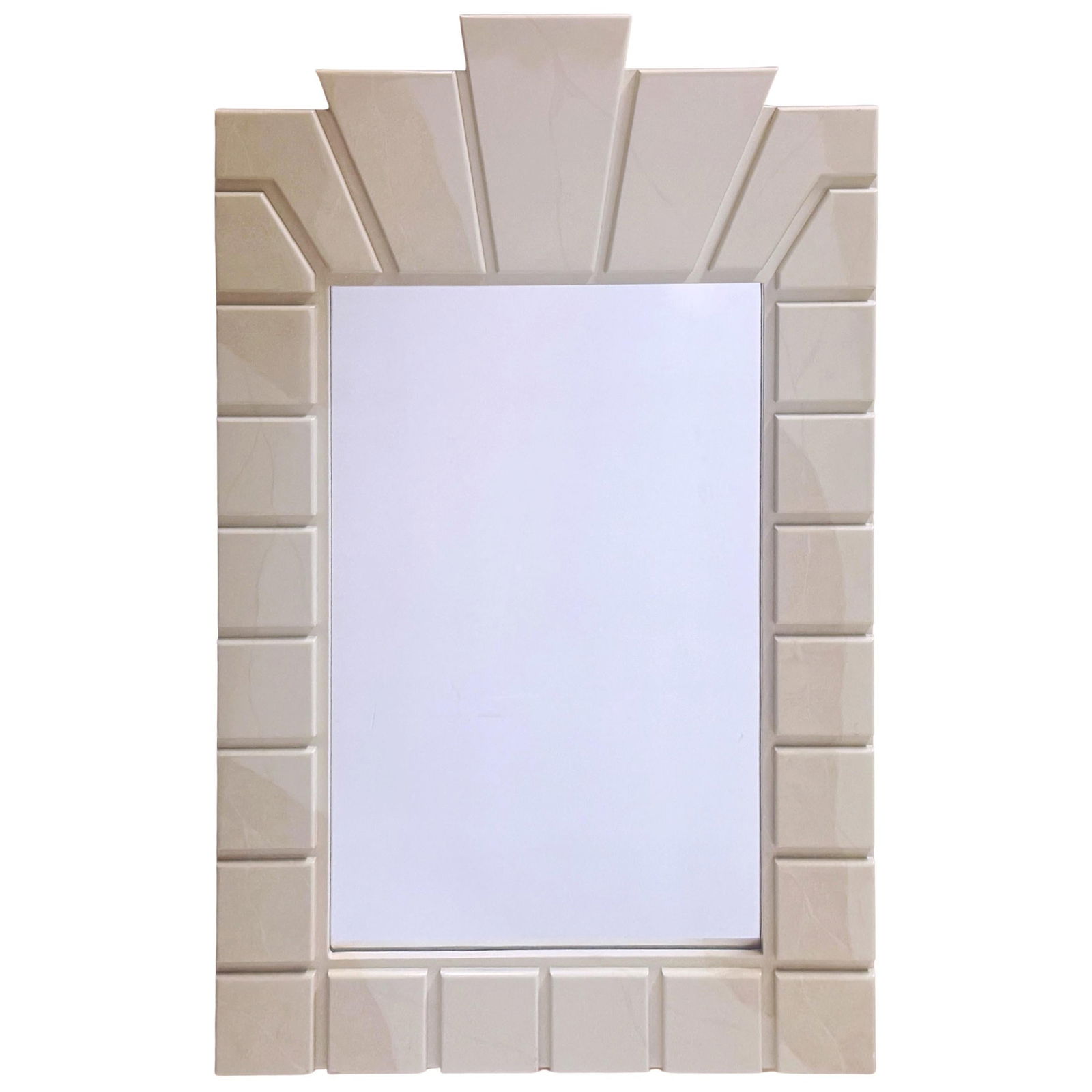 1970s Karl Springer Style Goatskin Lacquer Mirror Mid-Century Modern: 1970s Karl Springer Style Goatskin Lacquer Mirror Mid-Century Modern This stunning 1970s Architectural Goatskin Lacquer Mirror, inspired by renowned designer Karl Springer, embodies the bold elegance