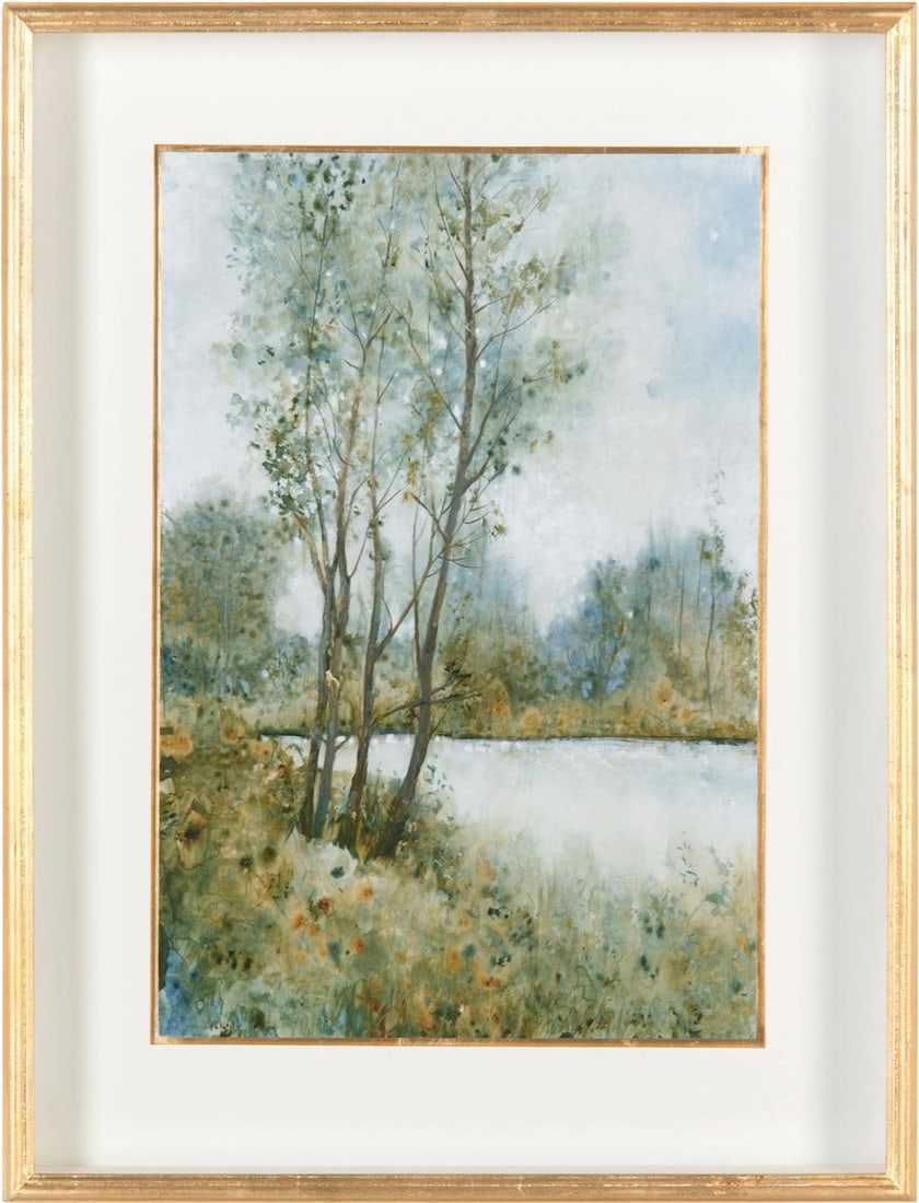 John-Richard Early Spring II Gold-Leaf Bevel Shadow Box 32 x 24: John-Richard Early Spring II Gold-Leaf Bevel Shadow Box 32 x 24 This exquisite shadow box features the 'Early Spring II' landscape, showcasing a vibrant scene that captures the essence of the season.