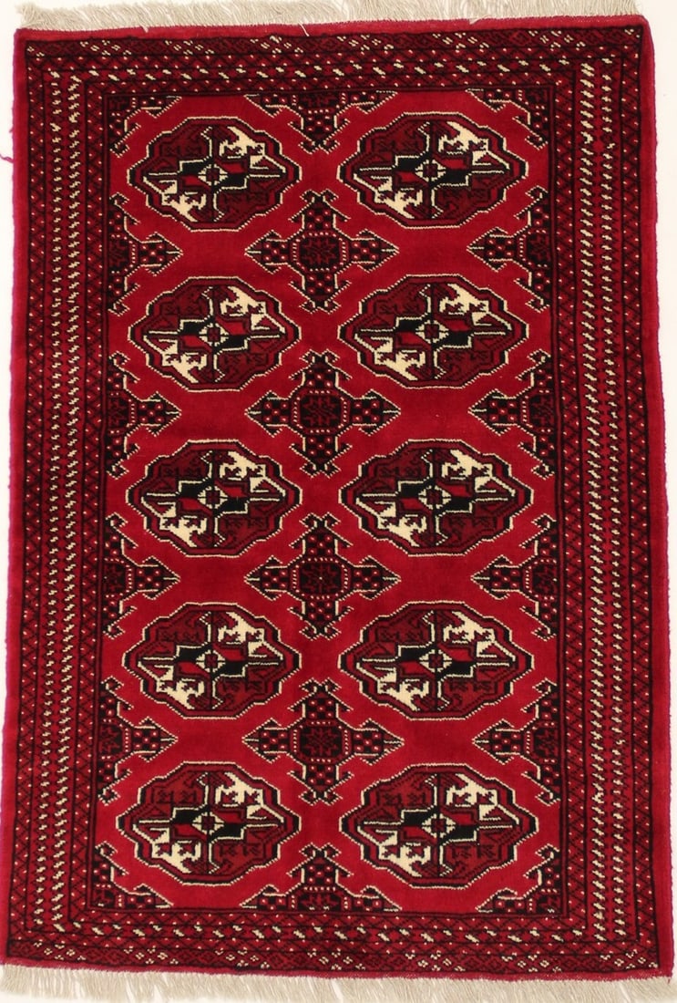 Handmade Tribal Oriental Rug 3'3" x 4'10" Red Wool Geometric Design (1 of 12)