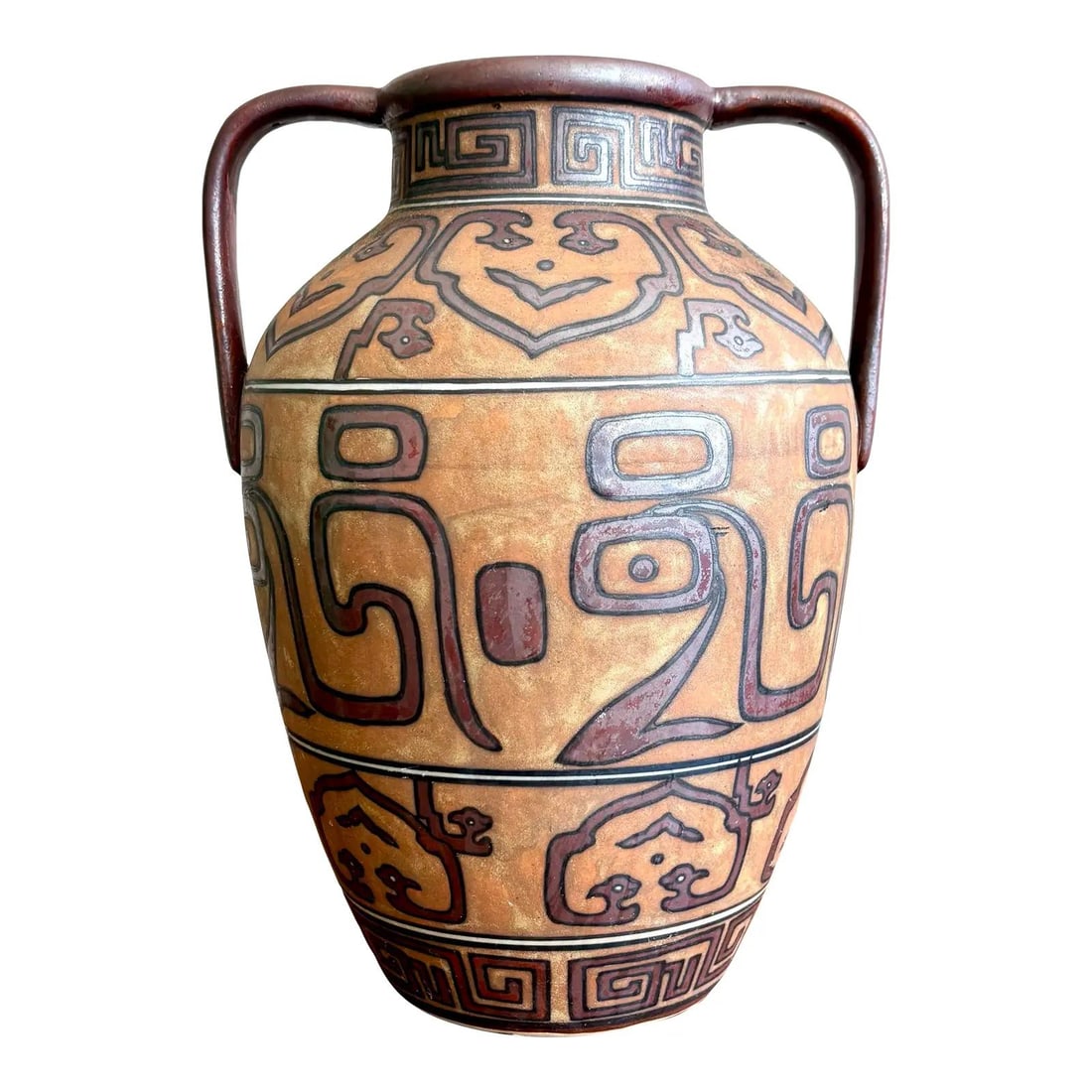 Vintage Boho Terracotta Jug with Geometric Patterns (1 of 8)