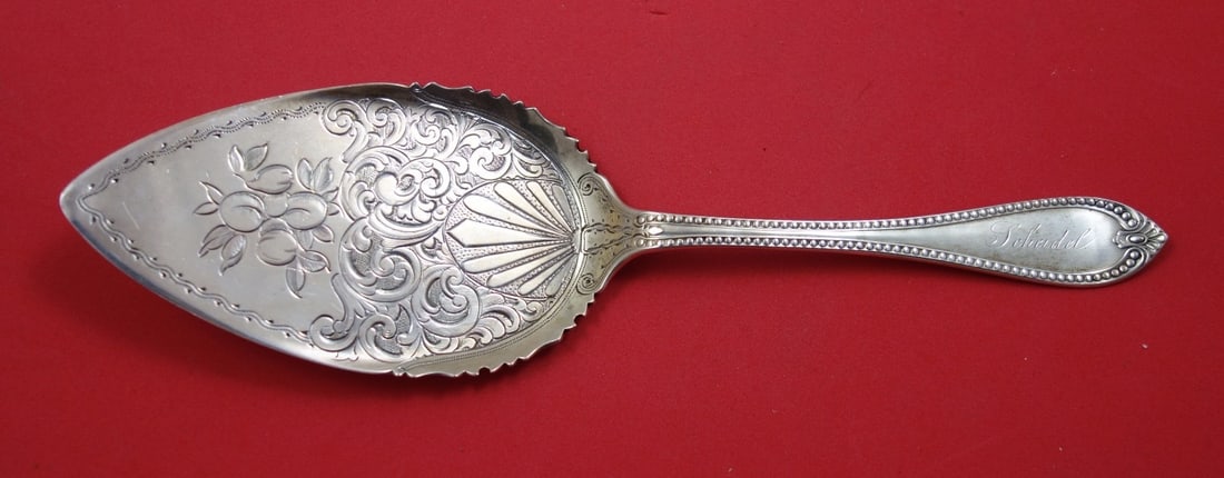 Vanderslice Sterling Silver Beaded Pie Server with Peaches 9.5" (1 of 1)