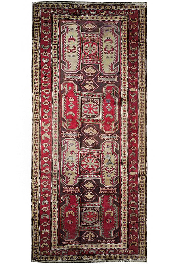 Handcrafted 4' x 10' 3" Red Pink Semi-Antique Persian Hamadan Runner Rug (1 of 6)