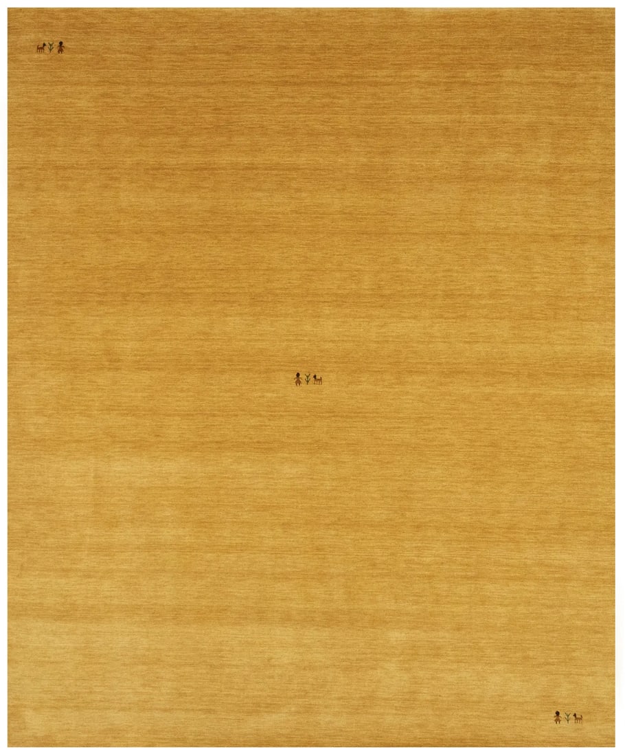 Handmade Golden Peach Gabbeh Tribal 8'3 x 9'10 Area Rug: Handmade Golden Peach Gabbeh Tribal 8'3 x 9'10 Area Rug Enhance your living space with this stunning Golden Peach Gabbeh Tribal Rug, measuring 8'3" x 9'10". This contemporary area rug features a capti