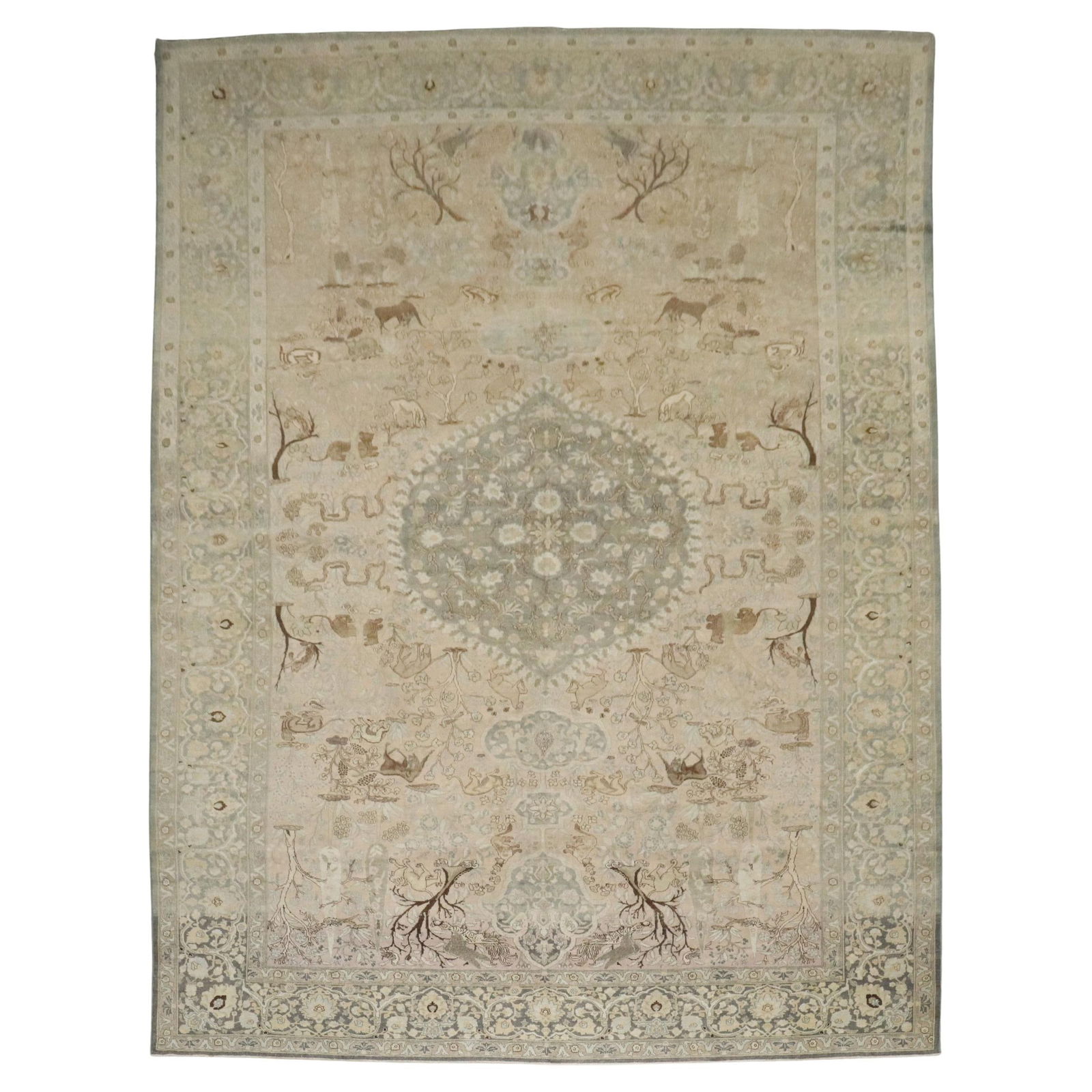 Large Antique Persian Tabriz Pictorial Rug 11'4 x 17'2 1920s (1 of 11)