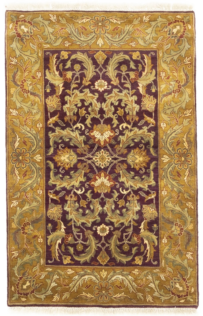 Handmade Floral Design Wool Area Rug 4' x 6' Traditional Style (1 of 16)