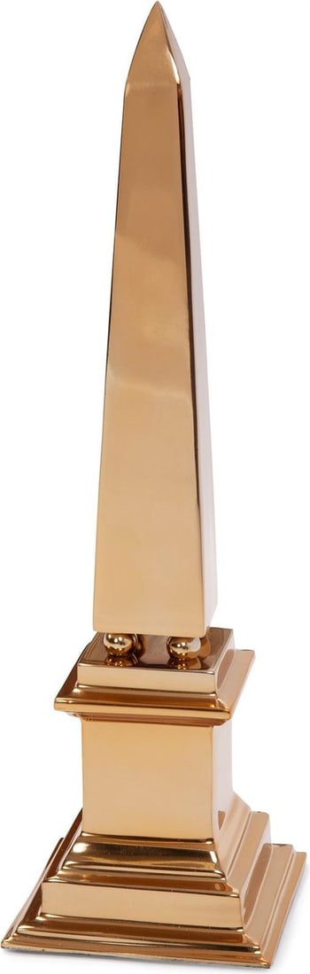 Howard Elliott Polished Gold Stainless Steel Square Obelisk 20.25H (1 of 6)